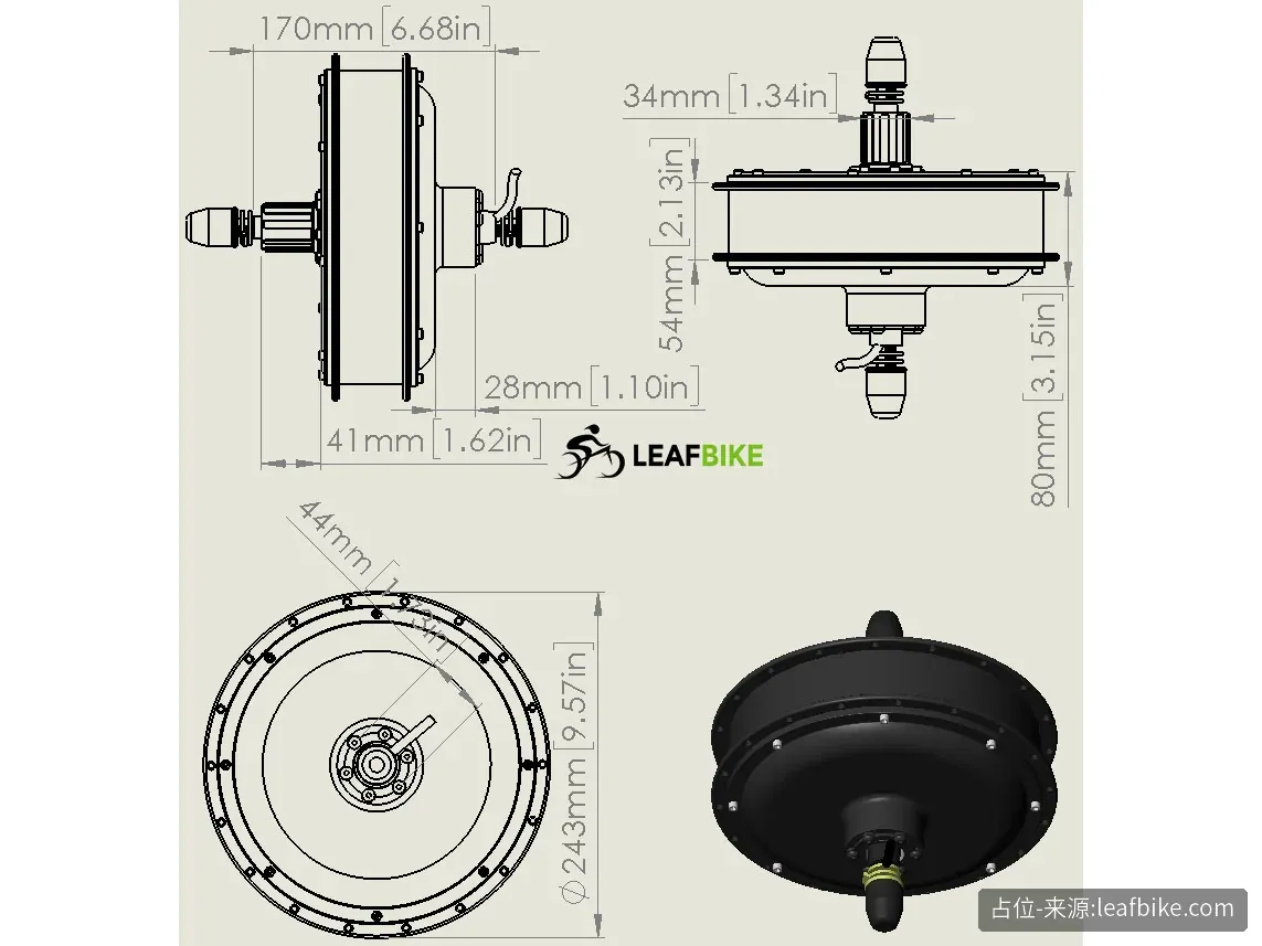 26" Fat-Tire 48V/52V 1500W Rear Hub Motor Kit 3